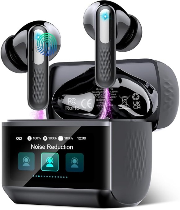 Wireless Earbuds with Touchscreen, ANC Noise Cancelling Bluetooth Ear Buds